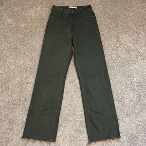 Zara Dark Green Wide Leg / Straight Jeans